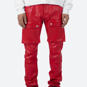 Pantalones ligeros y duraderos de cuero para hombre, cintura media, cómodos, ajustados, de lona para uso diario, trajes informales, estilo Popular - Product Image 1