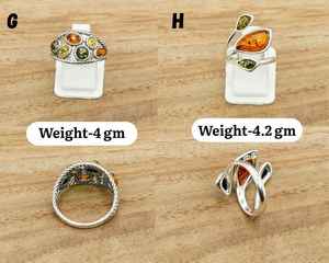 Anillo de Joyería de Plata de Ley 925 con Ámbar Multi Báltico, Hecho a Mano, Regalo para Ella - Product Image 3