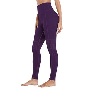 Leggings de yoga pour femmes de couleur violette fabriqués en usine, vêtements de sport à séchage rapide, leggings de yoga pour femmes - Product Image 1