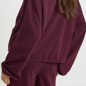 Sweat-shirt à manches longues pour un ajustement confortable et décontracté, couleur unie, avec logo personnalisé et col rabattu avec fermeture éclair - Product Image 6