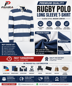 Chemise de rugby à manches longues rayée pour homme, tissu éponge polyester/coton 600g, anti-plis, logo imprimé numériquement sur le devant, décontractée - Product Image 6