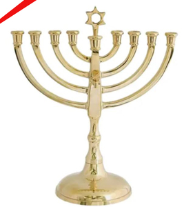 Soporte de vela de 9 ramas Menorah con acabado dorado superventas para Festival de bodas - Product Image 4