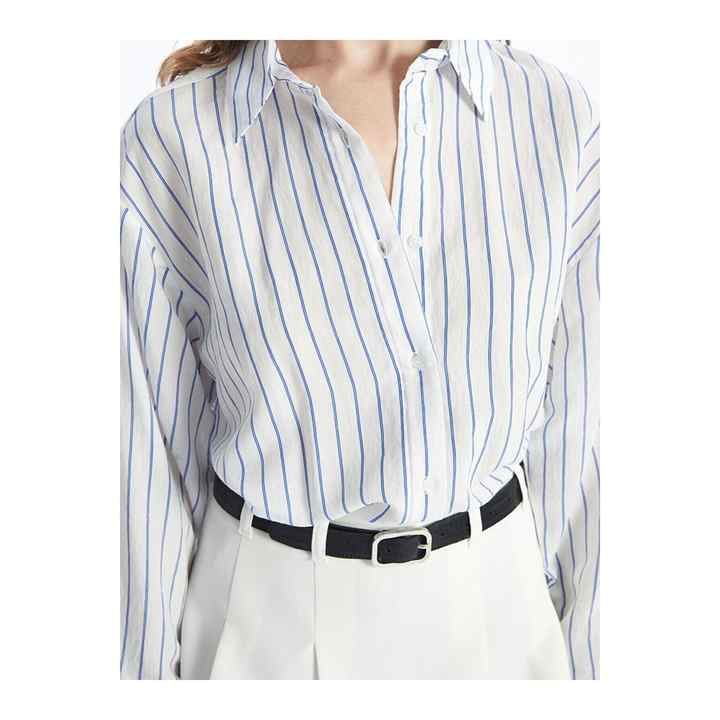 Striped Long Sleeve Oversize Women's Shirt