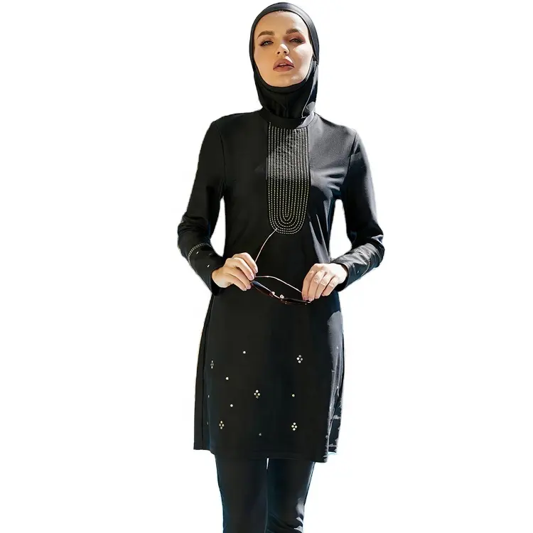 2022 नई फैशन मामूली swimwear के लंबी आस्तीन इस्लामी पहनने तैरने काले पूर्ण कवर मुस्लिम swimwear बिकनी