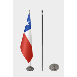 Drapeau d'intérieur officiel du Chili imprimé numériquement avec mât en aluminium - Product Image 2