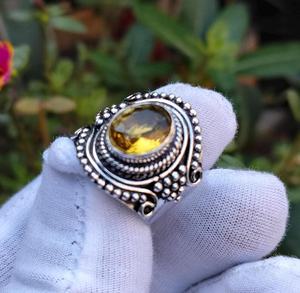 Citrine Ring Oval Yellow Gemstone 925 Sterling Silver Jewelry Elegant Handmade Gift For Women - Product Image 2
