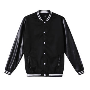 Blouson de baseball décontracté pour femme en similicuir à manches longues, coupe ample, col montant, en molleton de coton respirant et coupe-vent, style Letterman, idéal pour l'hiver - Product Image 1