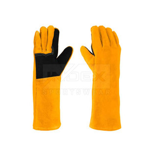Gants de soudure en cuir Index Sportswear jaunes et noirs, durables, pour usage extérieur en hiver - Product Image 1