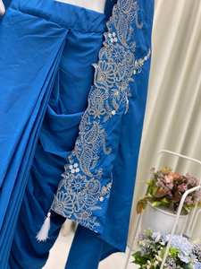 Conjunto de Sari de Georgette Bordado de Lujo Unity Luxure con Blusa de Diseñador y Capa, Conjunto de Fiesta de Lujo - Product Image 6