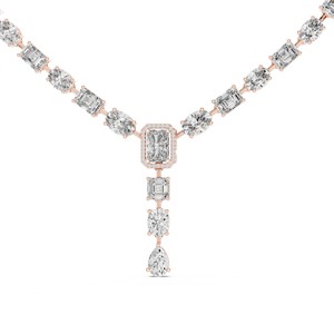 Collar con Colgante de Moissanita de Corte Mixto, Plata de Ley 925, Cadena de Cable Chapada en Rodio, Certificado GRA, Lujoso para Bodas - Product Image 1