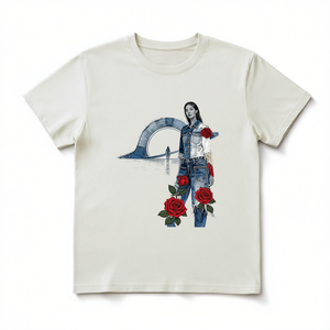 T-Shirt Unisex 100% Cotone 210GSM, Vestibilità Oversize Casual, Stampa Personalizzata Serigrafica di Rose, Stampa DTG, Maglietta Compressa - Product Image 2