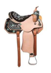 Sillín occidental de caballo de cuero genuino de calidad superior Sillín occidental de carreras de barril para montar a caballo - Product Image 3