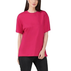 T-shirt en coton de couleur unie et lourde avec logo personnalisé, col oversize, manches courtes, tissu tricoté 100%, chemise pour hommes et femmes de BD - Product Image 2