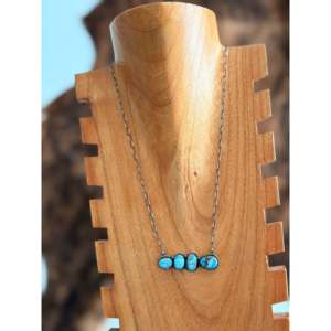 Eli Skeets Golden Hills Turquoise & Sterling <b>Silver</b> Bar <b>Necklace</b> for Gift Occasions - Product Image 3