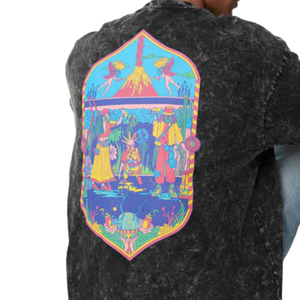 เสื้อยืดผู้ชายทรงหลวมสีดำชาร์โคล ผ้าถักเนื้อนุ่ม 100% ผ้าฝ้าย สไตล์วินเทจ ดูเป็นทางการ ระบายอากาศได้ดี เหมาะกับการสวมใส่ในเมือง - Product Image 5