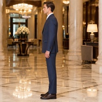 Costume homme bleu marine à rayures fines, double boutonnage, six boutons, revers pointus, poches à rabat, costumes d'affaires pour homme, sur mesure