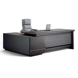 Wholesale Luxury Modern MDF Executive Office Desk with <b>Storage</b> <b>Locker</b> Brown Color Commercial Building Workspace Furniture Modula - Product Image 3