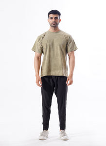 Personalizable ácido lavado Camiseta verde de alta calidad 100% algodón hombres Slim Fit sólido manga corta Camiseta cuello redondo - Product Image 6