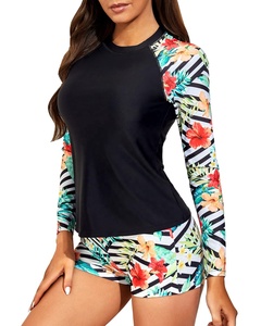 Femmes deux pièces UV UPF 50 + maillot de bain à manches longues imprimé fleuri Rash Guard maillot de bain Boyshort bas grande taille fabriqué au Pakistan - Product Image 5