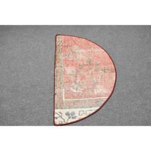 Turkish Vintage Rug 2.5x1.5 ft (75x45 cm), <b>Red</b> Solid <b>Wool</b> Rug - Product Image 3