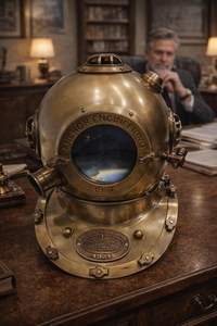 Réplique de casque de plongée marin en laiton, finition marron antique polie, motif ancre, pour plongée sous-marine - Product Image 5