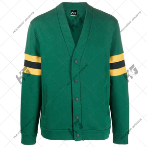 Cárdigan de invierno de tamaño personalizado para mujer, suéter de retazos de punto informal con logotipo de fraternidad bordada, patrón forrado sólido - Product Image 1