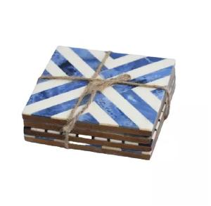 Diseño de pisada Color Rosa Blanco Diseño de resina Juegos de posavasos unidos a madera Esteras y almohadillas elegantes Posavasos de resina de tendencia de la mejor calidad - Product Image 5