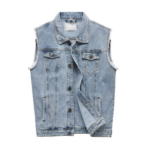 Chaleco vaquero ajustado para hombre con diseño Oem de alta calidad, ropa informal sin mangas, chaleco vaquero en colores sólidos - Product Image 1