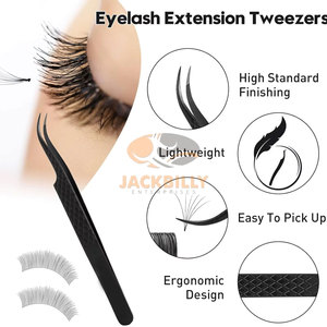 Pinzas de extensión de pestañas curvas en J de microfibra Aislamiento de volumen y herramienta clásica para extensiones de pestañas - Product Image 4