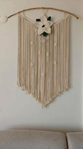 Suspension murale ronde en macramé vert avec perles en bois pour une décoration intérieure élégante, salon, chambre à coucher et décoration intérieure en provenance d'Inde - Product Image 5