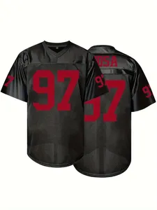 Maillot de football américain sublimé respirant grande taille à manches courtes coupe ample avec impression personnalisée du nom de l'équipe - Product Image 3