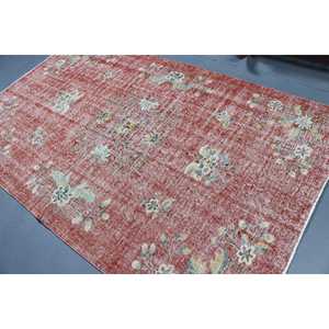 Tapis de 5,1 x 8,2 pieds, tapis turc vintage, tapis abstrait rouge et blanc - Product Image 4