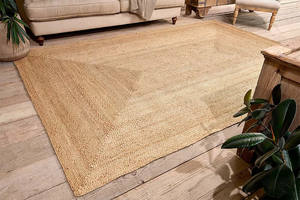 Tapis de carex tissé naturel rectangle avec de beaux motifs, paillasson antidérapant, utilisé dans la cuisine, le salon, le couloir, la chambre - Product Image 3