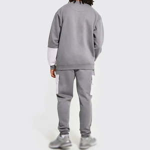 Survêtement pour homme en coton 100% imprimé sur mesure, à capuche, avec blocs de couleur, pour la course à pied, l'entraînement sportif, pantalon de jogging, streetwear - Product Image 4