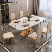 Ensemble de table et chaises pliantes de style nordique moderne avec plateau en pierre frittée et bois, 6 places, pour appartements, hôtels et salles à manger