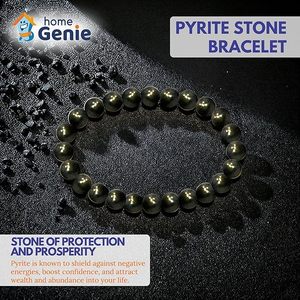 HOME GENIE Handmade Pyrite <b>Crystal</b> Bracelet | Natural Gemstone Bracelet for Abundance & Protection - Product Image 3