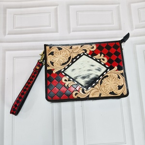 Sac bandoulière en cuir véritable Walla à carreaux et motifs floraux avec fermeture éclair, taille personnalisée, sac à main tendance pour femme - Product Image 2