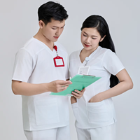 Ensemble de blouses médicales unisexes FMF, blanc |   Tissu WFX-CVC 52% coton 45% polyester 3% élasthanne |   Détection des aiguilles |   Origine vietnamienne |