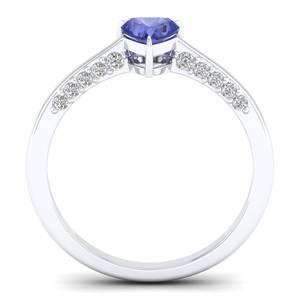 Anillos de Compromiso REYES con Gema de Tanzanita en Forma de Corazón de 0.5CT para Mujer en Plata de Ley 925, Joyería de Moissanita - Product Image 4
