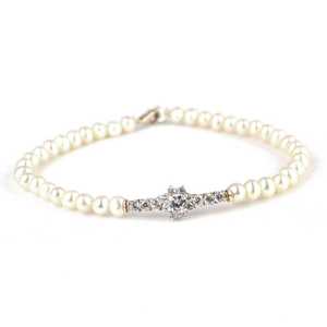 Pulsera Elegante de Plata de Ley 925 con Flor, Perla y Diamantes, Brazalete con Gemas Deslumbrantes - Product Image 2