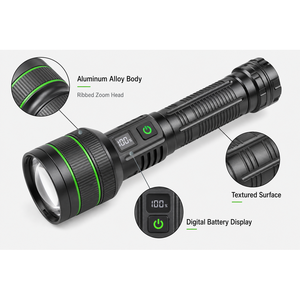 Torcia LED Tattica Super Luminosa 1000 Lumen con Zoom, Corpo in Alluminio a Lunga Durata, Ricaricabile, 5 Modalità, IP54, Portatile per Campeggio - Product Image 5