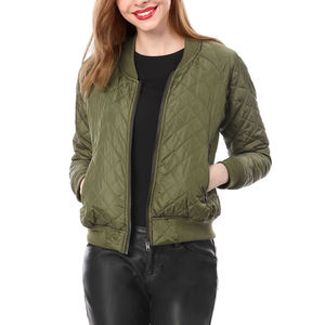 Blouson Bomber en Coton Matelassé Imprimé pour Femmes Chaud & Confortable Respirant Vêtement d'Extérieur d'Hiver avec Fermeture Éclair Avant Couleur Unie - Product Image 5