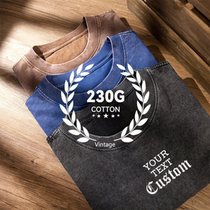 เสื้อยืดผ้าฝ้ายฟอกสีลายกรดของ100% สำหรับผู้ชายเสื้อยืดปักลายลายได้ตามต้องการสไตล์สปอร์ต - Product Image 3