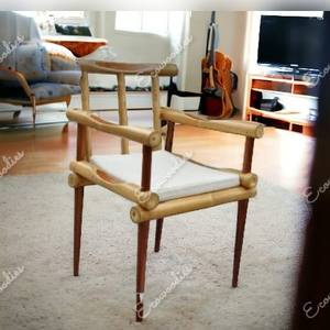 Silla de comedor de madera maciza de bambú individual de lujo moderno, diseño de espoleta versátil para restaurante, parque o muebles de dormitorio - Product Image 5