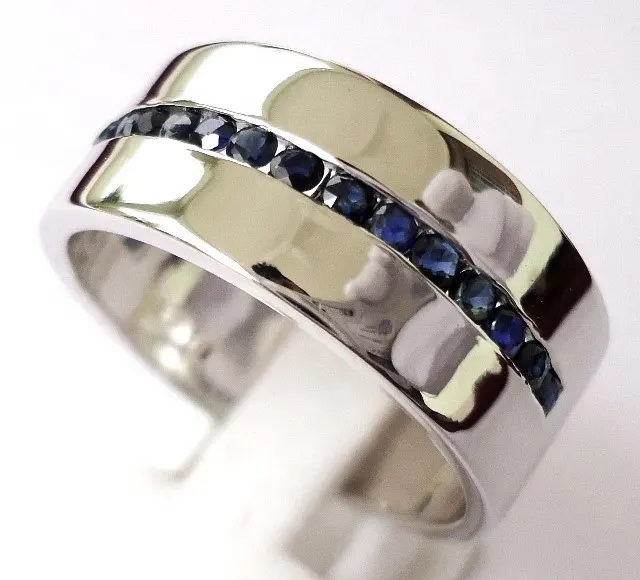 Heren Ring Edelsteen 925 Sterling Zilveren Ring Tegen Laagste Prijs Natuurblauw Saffier Heren Edelsteen Zilveren Ringen