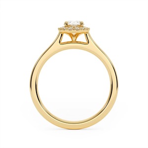 Juego de oro amarillo de 18 quilates con diamante de laboratorio de corte ovalado de 1,5 quilates D VS1 IGI en un halo de diamante de corte brillante redondo pequeño - Product Image 2