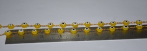 Cadena de Rosario con Cuentas Amarillas de 4mm de la Mejor Calidad, Chapada en Oro, Hecha a Mano, para la Fabricación de Joyería - Product Image 3