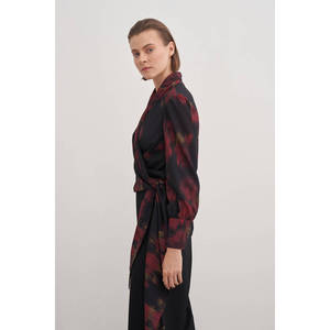 Blusa Floral Vintage Elegante para Mujer, Top de Gasa de Manga Larga para Oficina o Uso Casual - Product Image 4