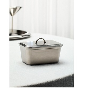 Plat de beurre de fromage d'acier inoxydable boîte de plateau de biscuit plat de récipient de haute qualité avec le couvercle disponible dans le prix bon marché - Product Image 3