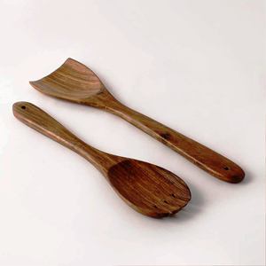 Servidor de ensalada de madera hecho a mano indio Precio de fábrica negro disponible - Product Image 3